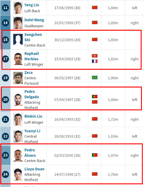 开云体育-德转更新泰山队35人名单，新外援号码确定，谢文能彭啸换号码